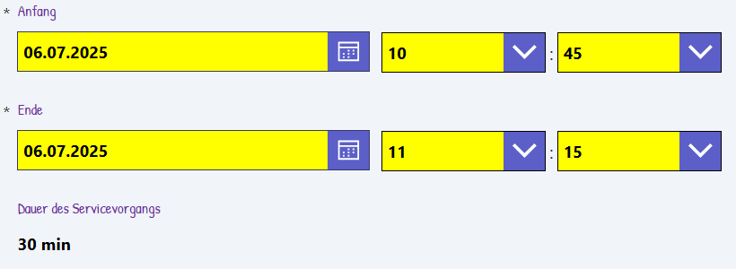 pobvol|pssService Board|Screen:Servicevorgänge|Arbeitszeit bearbeiten