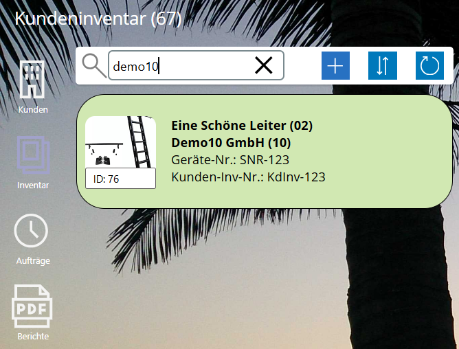 pobvol|pssService Board|Screen:Customer inventory|Inventarübersicht