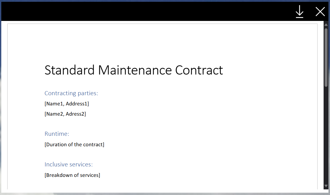 pobvol|pssService Board|Screen:Service contracts|PDF-Viewer|Service contract document