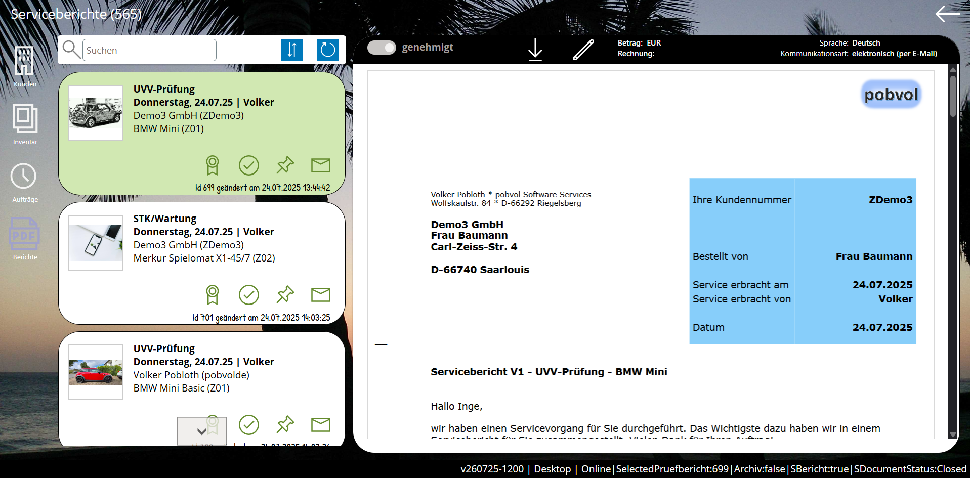 pobvol|pssService Board|Screen:Service reports