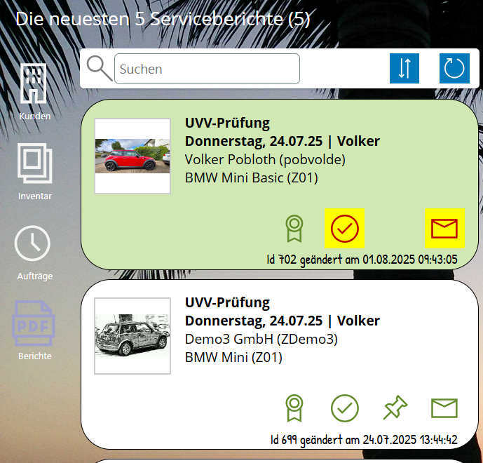pobvol|pssService Board|Screen:Service reports|Berichtsübersicht