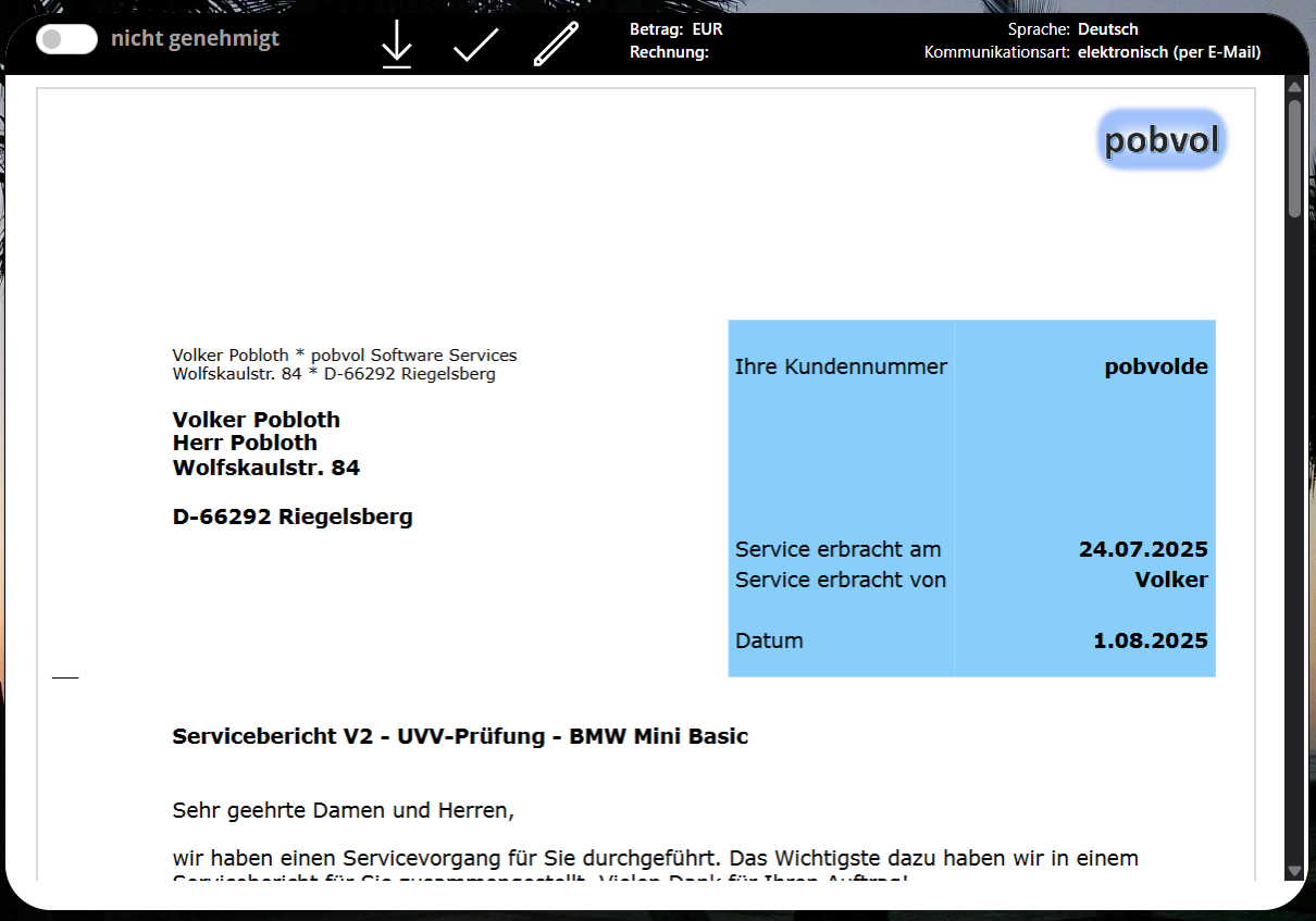 pobvol|pssService Board|Screen:Service reports|PDF-Viewer Servicebericht