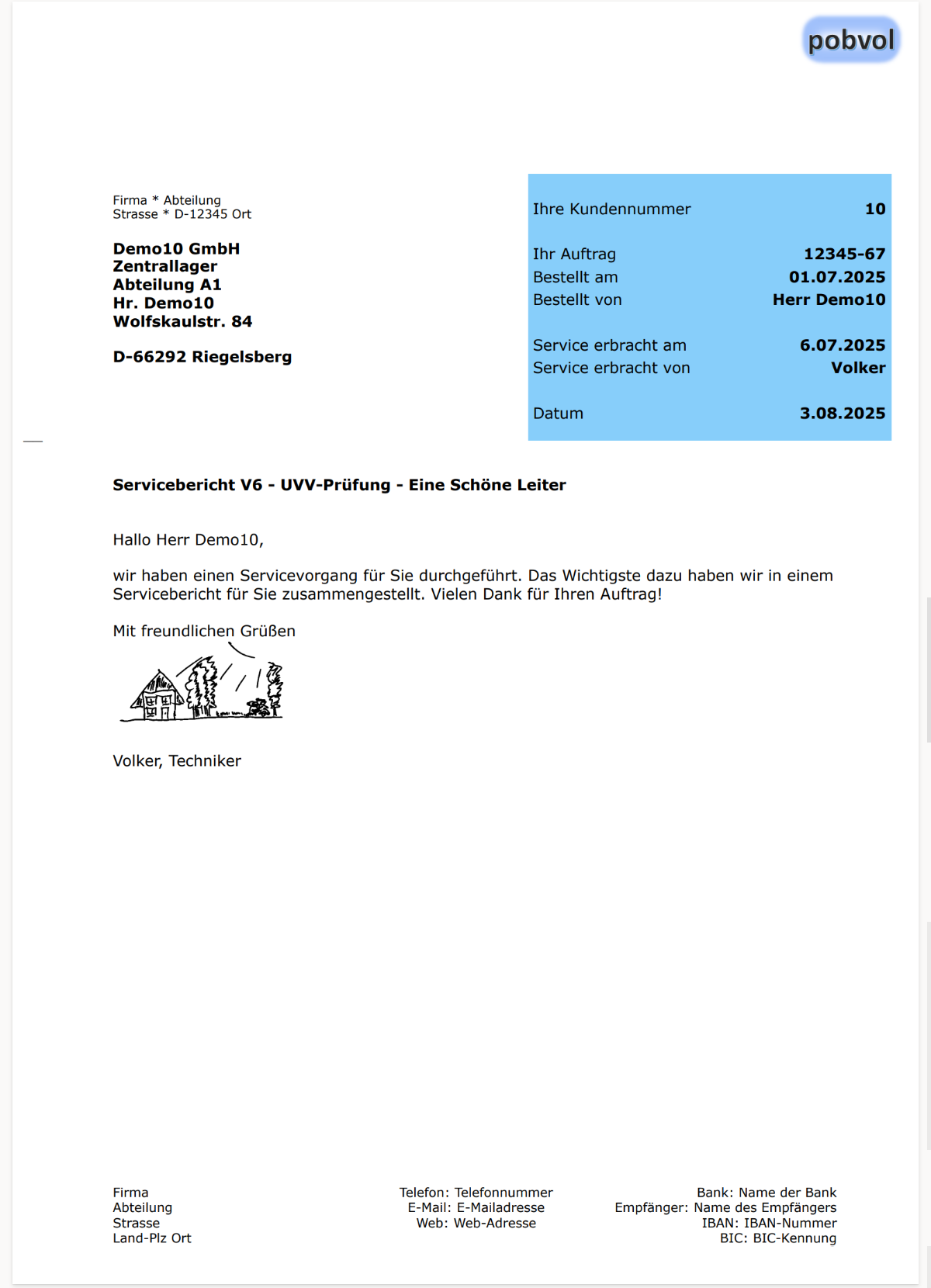 pobvol|pssService|Servicebericht|Anschreiben