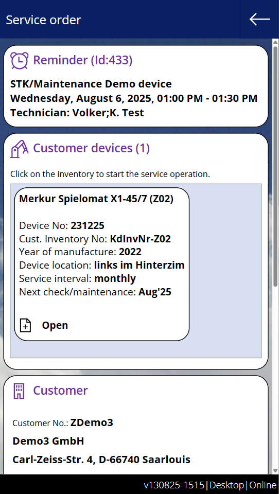 pobvol|pssService Phone|Screen:Service order