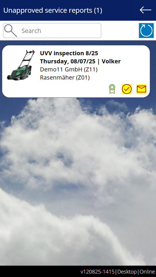 pobvol|pssService Phone|Screen:Service reports overview